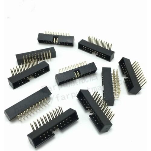 10PCS DC3 2.54mm Socket Header Connector ISP Male Double-spaced Right Angle IDC JTAG 6P 8P 10P 14P 16P 20P 26P 30P 34P 40P 50P