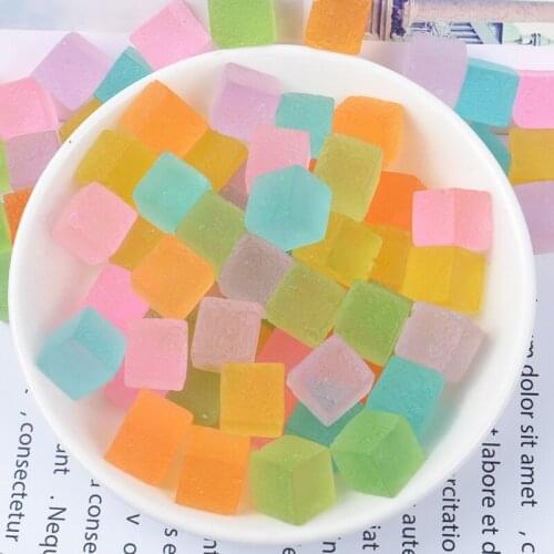 100pcs/lot 11X11mm Kawaii Colorful Resin Square Candy For Kids Headwear Earring Jewellery DIY Decoratve Favor