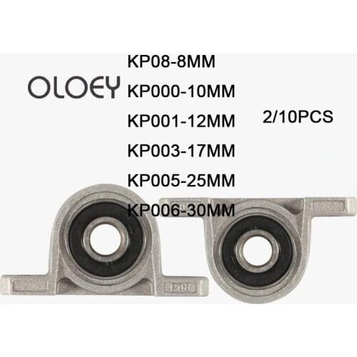 2/5pcs Zinc Alloy Diameter 8mm 10mm 12mm 17mm Bore Ball Bearing Pillow Block Mounted Support KP08 KP000 KP001 kp003 kp005 kp006