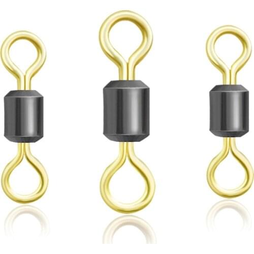 30pcs/lot Two-tone Fishing Swivels Rolling Swivel Connector with Ball Bearing Solid Rings Sea Fishing Accessories 2047