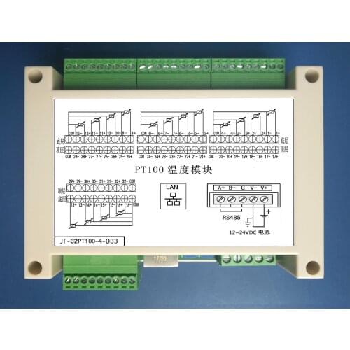 32-way Pt100 Temperature Acquisition Module Three-wire Modbus-RTU/Network Port/485 Ethernet Configuration