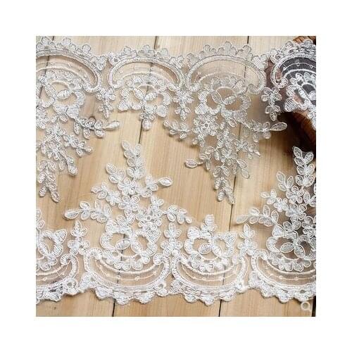 Pure White Lace Accessories Bride Handmade Diy Material Wedding Head Jewelry Decorative Flowers Long 6 yards