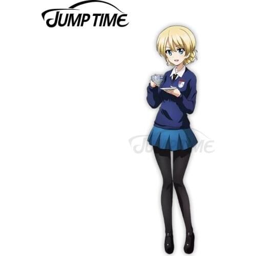 Jump Time 13 x 4cm For Girls und Panzer Darjeeling Waifu Car Stickers Waterproof Personality Bumper Trunk VAN SUV Decal Decor