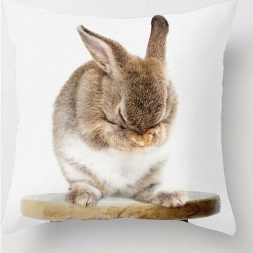 Animal Cushion Cover Rabbit Pillowcase Decor 45X45cm Polyester Pillow Living Room Sofa Decoration