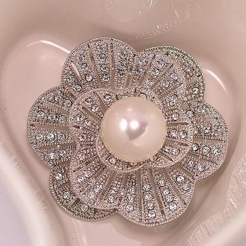 DHL,FEDEX Free Shipping Cheap Wholesale Price New! Vintage Silver Tone Sparkle Rhinestone Pearl Floral Brooch