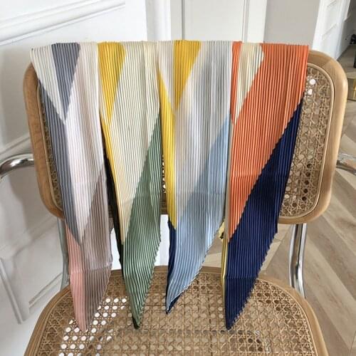 Design scarfs for ladies pure satin pleated elegant women scarves fashionable Headwear imitated silk scarf Apparel Accessories