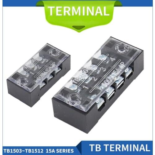 1PCS 15A 600V Dual Row Strip Barrier Screw Wire Connector Fixed Wiring Board TB1503/4/5/6/8/10/12 Terminal Block