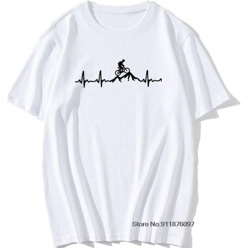 Mountain Bike Heartbeat Funny T-Shirt Evolution Printed Cycling Biker T Shirts Sports Men Short Sleeve Cotton Male Tops Tshirt