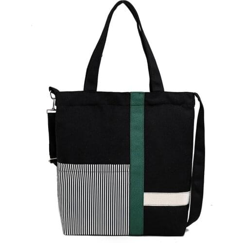 Women Printing Bear Canvas Tote Ladies Casual Shoulder Bag Foldable Shopping Bags Beach Bag Female Handbag Eco Cloth Striped Bag