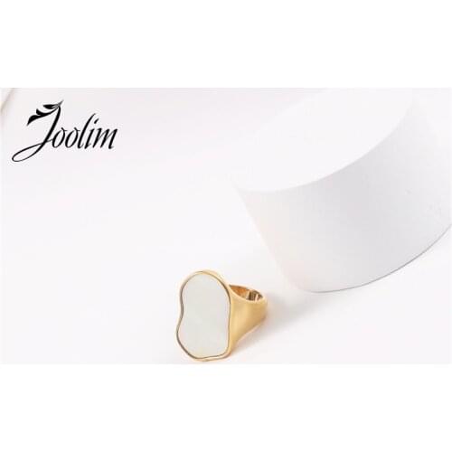 Joolim High End PVD Plated Big Irregular Shell Stainless Steel Finger Rings for Women