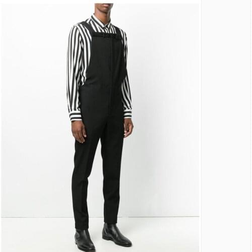 28-46 Original Mens Spring And Summer New Personality Strap Overalls Jumpsuit Slim Bib Pant Tide Hairstylist Casual Trousers