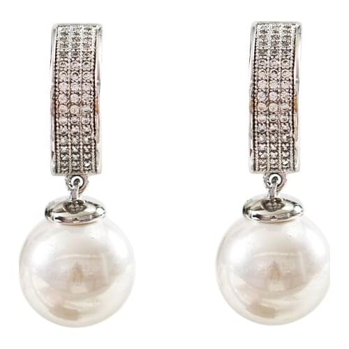 LANFLORA fashion Anniversary gift women pearl stud earrings copper alloy earrings Classic bulk wholesale earrings