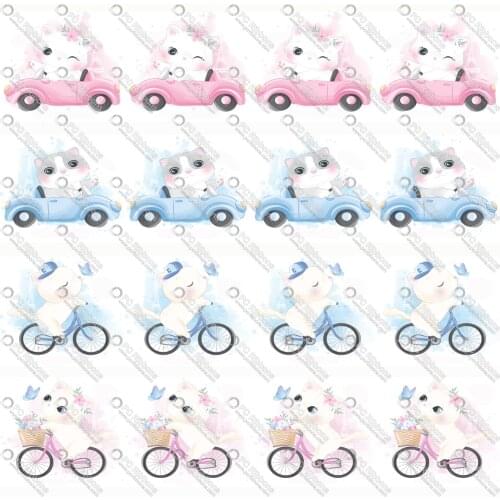 1-1/2" Cartoon Cute Car Cat Printed Custom Design Ribbons for DIY Crafts Hair Bow 3" Lanyard/Satin /Grosgrain Ribbon CA231