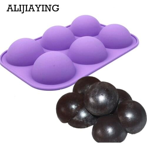 M0015 DIY 6 Holes 3D Half Ball Sphere Silicone Cake Mold ice Soap Mold For Chocolate muffin cake decorating tools