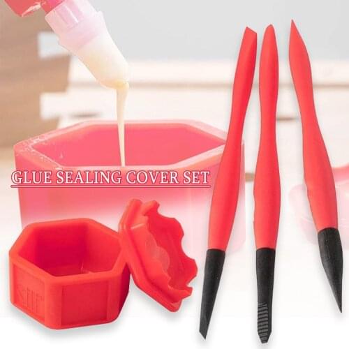Multi-purpose Gluing Tool Set DIY Fine Crafts Making Painting Glue Brushes Glue Holder Cup with Sealed Lid for Models A66