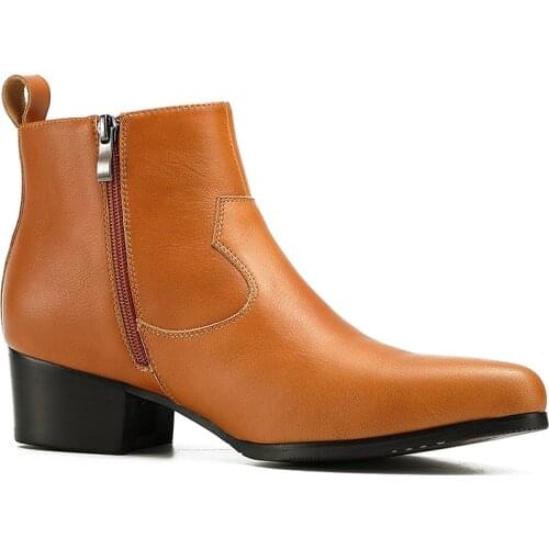 Small Size 37 Man High Heel Shoes Black Pointed Toe 5cm Luxury Dinner Party Ankle Boots Man Formal Dress Heighten shoes Pick It