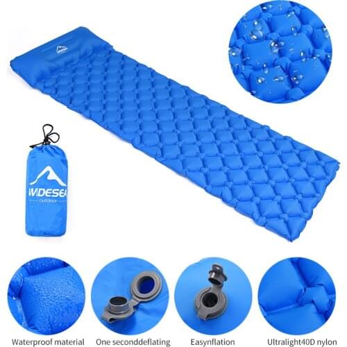 Outdoor Sleeping Pad Camping Inflatable Mattress with Pillows Travel Mat Folding Car Bed Ultralight Air Cushion Hiking Trekking