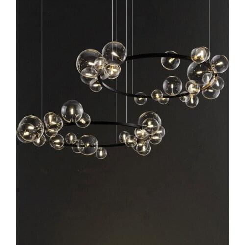 Nordic Dining room Lights glass ball LED strip chandelier Restaurant Modern Living room Lighting novelty cafe deco Hanging lamp