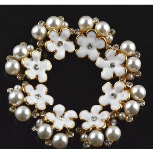 Newest Rhinestone Pearl Buttons For Flower Center Bling Buttons Decoration For Wedding 20pcs/lot Freeshipping PJB22