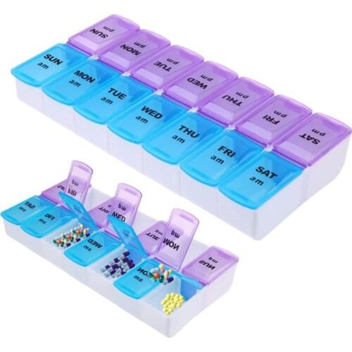 14 Slot 7 Day Pill Box Weekly Pill Case Travel Medication Reminder Container Drug Holder Organizer For Healthy