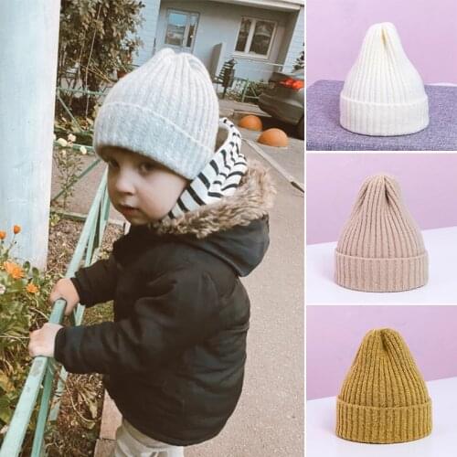 Spring Winter Baby Hat Thicken Warm Toddler Girls Boys Cap Solid Color Knitted Beanie Children Cap