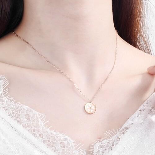 925 Sterling Silver Necklaces Pendants Jewelry Anti-allergic Cherry Blossoms Shell Heart Pendants&Necklaces Collar for Women