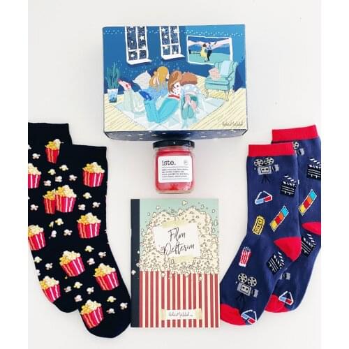 Gift Box Movie Night Collection Set Birthday Party Enjoy The Moment Event&Party Birthday Handmade Book Candle Socks Box