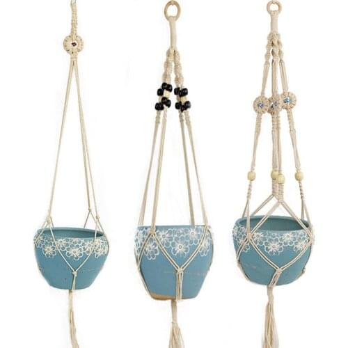 Macrame Plant Hanger Basket Flowerpot Plant Holder Macrame Hanging Vintage Knotted Lifting Rope Garden Home Decoration