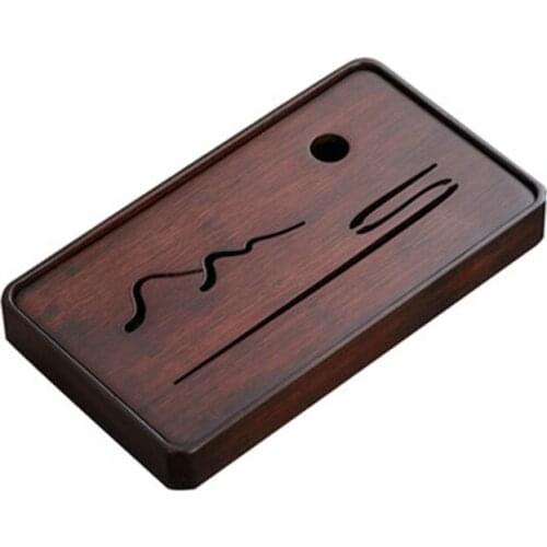 Portable Natural Bamboo Tea Trays Mini Rectangle Water Storage Table Hill River Pattern