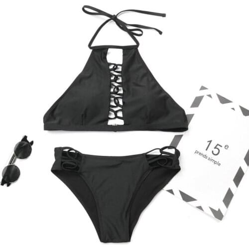 Sexy Swimwear Womens Strap 2 Piece Bikini Set Hollow Push-up Swimsuit Underwear Swimsuit Beachwear Vest Summer 2021