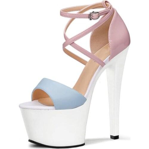 17cm Fashion parties bottom shoes women sexy pump ankle strap shoes summer sandals womens shoes