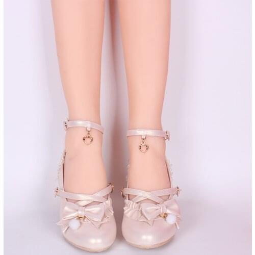 Vintage Sweet Lolita Shoes Round Head Women Shoes Bowknot Princess Kawaii Girl Women Shoes Anime Loli Shoes cos loli cute girl
