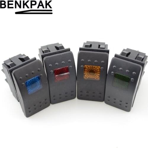 Waterproof 12V 220V 20A Push Button Switch ON OFF 4 Pin Blue / Red /Yellow/White LED Light Universal Car Auto Marine Boat Rocker
