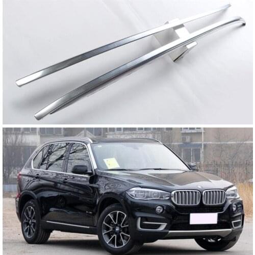 High Quality Aluminum Alloy Paste Installation Top Roof Rack Rail Luggage For BMW X5 F15 2014-2018 (Black/Sliver))