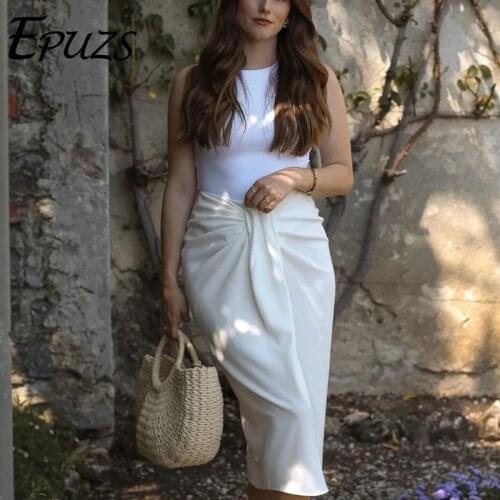 ZA 2021 vintage white midi skirt women long skirt casual Split fork zipper black skirt korean fashion women clothing