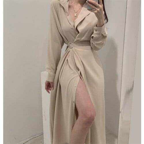 Alien Kitty 2021 Gentle Solid Streetwear Lace-Up Office Lady Retro Chic Sexy OL Slim Female High Waist Long Dresses Vestidos