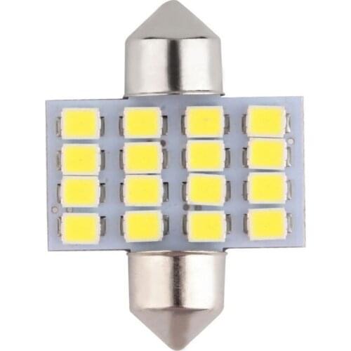 1Pcs 31mm Ultra Long Life Low Consumption 16SMD 1210 High Power Car Auto Interior LED Bulb License Plate Dome Light#270485