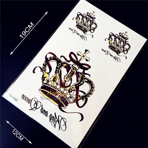 1PC Vintage Queen Crown Designs Fake Waterproof Temporary Tattoo Stickers HZ030 Women Body Arm Tattoo Back Neck Lower Arm Tatoo