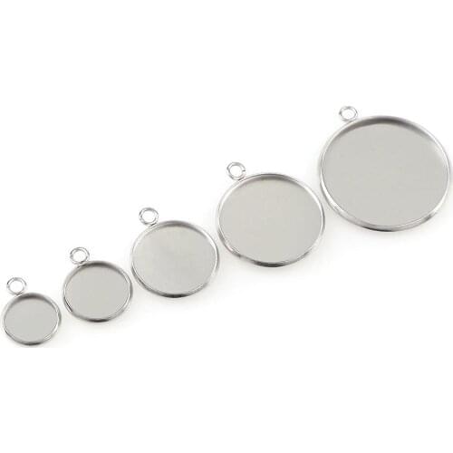 10 Piece Set Round Stainless Steel Without Hanging Pendant Cabochon Inset Bezel Jewelry Making 10 / 12/ 16/ 20 / 25mm