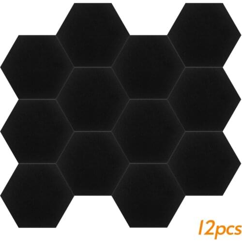 12pcs Acoustic Panels Hexagon Design Polyester Fiber Material Sound & Heat Insulation Soundproof Sound Absorbing Panel Wall