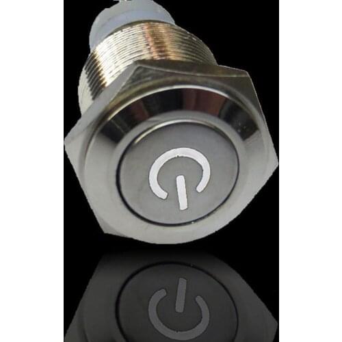 16mm 12V Car Boat Metal Push Button Switch White/red/blue/yellow/green LED Latching ON-OFF Sales