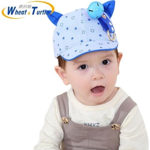 2020 Little Bell Hats for Girls Cute Cat Baby Hat Girls Boys Caps Infant Summer Sun Hat with Ear Beanies Accessories