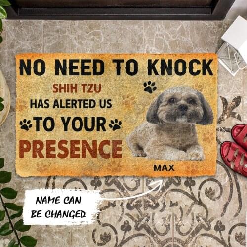 3D No Need To Knock Shih Tzu Dog Custom Name Doormat Indoor Doormat Non Slip Door Floor Mats Decor Porch Doormat