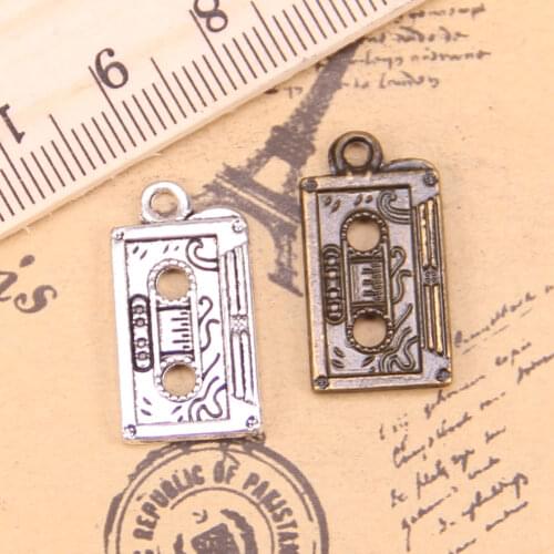 10pcs Charms retro 80s cassette tape 23x12mm Antique Pendants,Vintage Tibetan Silver Jewelry,DIY for bracelet necklace