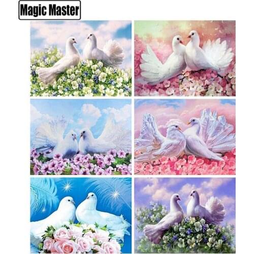 5D DIY Diamond Painting Animal Full Square Diamond Embroidery Pigeon Mosaic Picture Rhinestone Decoration Home