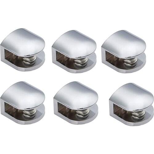 6 PCS Adjustable Glass Clamps 6 mm Glass Bracket Zinc Alloy Glass Shelves Holder Glass Clip for Bathroom Kitchen