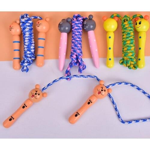 Wood Handle Sport Bodybuilding Fitness Lovely Cartoon Skipping Ropes Wood Handle 5 Colors Kids Jump Ropes