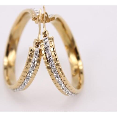 Stainless steel jewelry Hoop earrings 30mm 35mm One piece purchase Retail or wholesale Fashion crystal jewelry gift LH1023