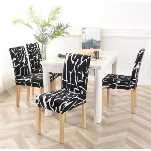 Spandex Elastic Printing Chair Cover Stretch Dining Room Chair Covers for Kitchen Seat Case Wedding Hotel Banquet Slipcovers