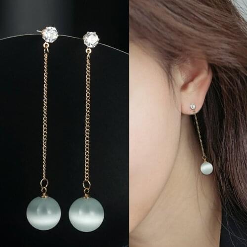 European and American popular new girl fashion long round bead pendant earrings